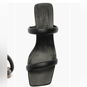 SCHUTZ Black Padded Double-Strap Slide Sandal